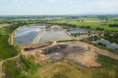 Aerial photography of a large wastewater treatment ponds from industrial plants
