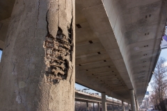 Damaged bridge support