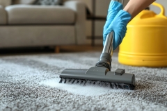 Professional carpet cleaning using a portable machine for deep stain removal