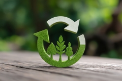 The circular economy icon on nature background in The concept circular economy for future growth of business and design to reuse and renewable material resources and environment sustainable