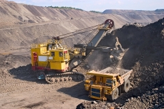big yellow mining truck