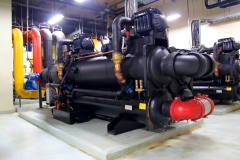 Insulated black rubber for chiller because old black rubber insulation deterioration.Blurred on background.New Insulated black rubber.