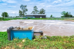Wastewater treatment pond from industrial factory