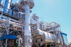 Auxiliary boiler systems from natural gas which include stack, burner, boiler and sky in power plant.