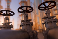 Natural gas pipeline in a refinery 3d render