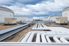 Petrochemical tank farm with pipelines