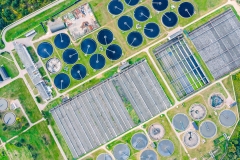 modern wastewater treatment plant. aerial top view