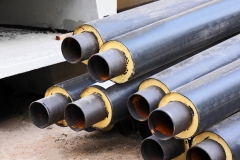Rusty steel pipe with heat insulation