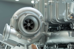 Close-up of diesel engine turbocharger