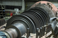 Disassembled steam turbine in the process of generator repair at power plant