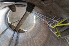 interior of a concrete water tower