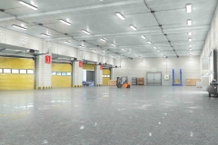 Hangar interior with gates. 3d illustration