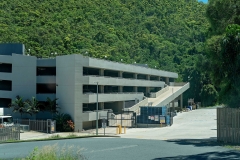 Airlie Beach, Queensland, Australia - March 2020: Multi level parking garage, industrial and storage facility servicing the Whitsunday Islands