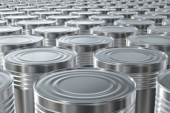 3D render of the brass food cans