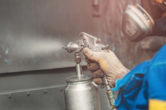 Industrial work. Priming of metal products from the compressor gun