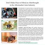 Don’t Make Peace of Mind an Afterthought in the Aftermarket Auto Industry