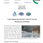 PRESS RELEASE: Value Engineering with MCI®-2019 for Concrete Maintenance and Repair