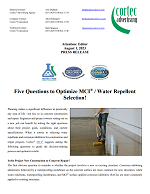 PRESS RELEASE: Five Questions to Optimize MCI® / Water Repellent Selection!