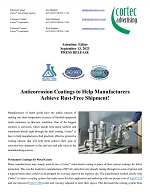 PRESS RELEASE: Anticorrosion Coatings to Help Manufacturers Achieve Rust-Free Shipment!