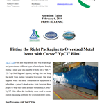 PRESS RELEASE: Fitting the Right Packaging to Oversized Metal Items with Cortec® VpCI® Film!