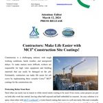 PRESS RELEASE: Contractors: Make Life Easier with MCI® Construction Site Coatings!