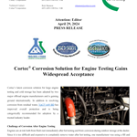 PRESS RELEASE: Cortec® Corrosion Solution for Engine Testing Gains Widespread Acceptance