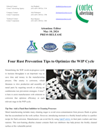 PRESS RELEASE: Four Rust Prevention Tips to Optimize the WIP Cycle