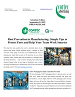 PRESS RELEASE: Rust Prevention in Manufacturing: Simple Tips to Protect Parts and Help Your Team Work Smarter