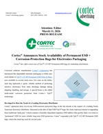 PRESS RELEASE: Cortec® Announces Stock Availability of Permanent ESD + Corrosion-Protection Bags for Electronics Packaging