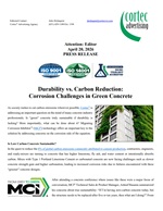 PRESS RELEASE: Durability vs. Carbon Reduction: Corrosion Challenges in Green Concrete