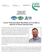 PRESS RELEASE: Cortec® Welcomes Back Matt Richey in New Role as Director of North American Sales