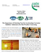 PRESS RELEASE: The Importance of Selecting Non-Set-Accelerating Corrosion Inhibitor Admixtures for Hot-Weather Concreting