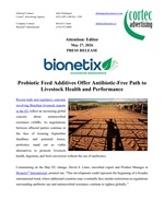 PRESS RELEASE: Probiotic Feed Additives Offer Antibiotic-Free Path to Livestock Health and Performance