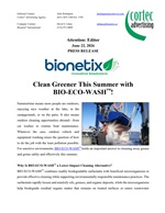 PRESS RELEASE: Clean Greener This Summer with BIO-ECO-WASH™!