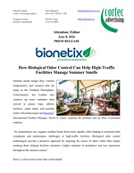PRESS RELEASE: How Biological Odor Control Can Help High-Traffic Facilities Manage Summer Smells